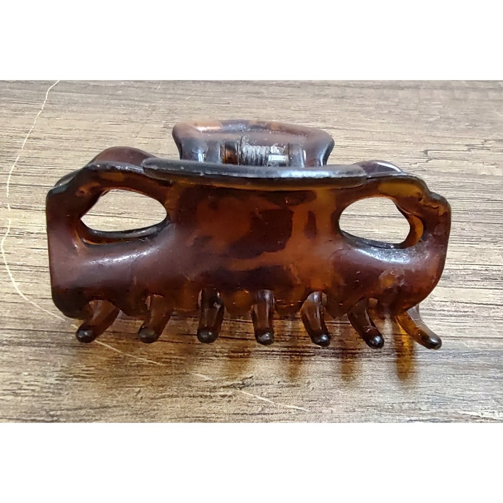 French Style Hair Claw Women's Dark Brown Tortoise Jaw Clip Teeth 2.25"